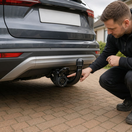 Where will the electrics socket sit on a detachable towbar?