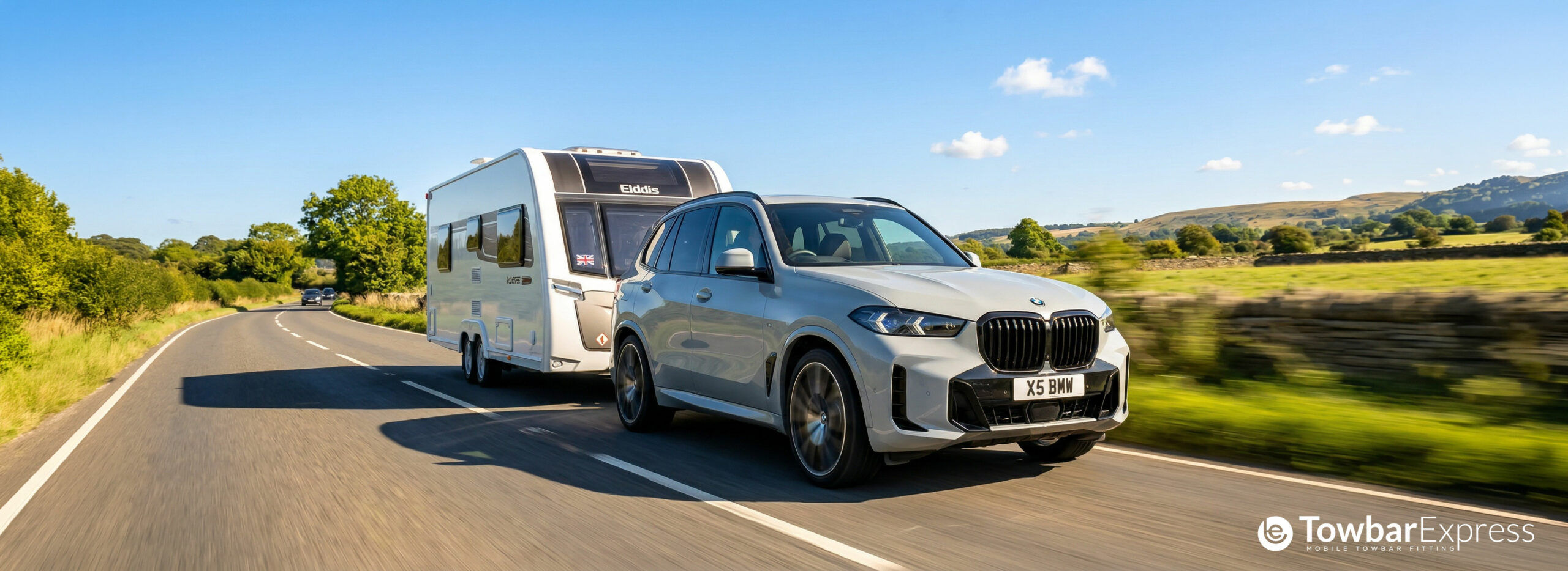 BMW X5 PHEV towing a caravan
