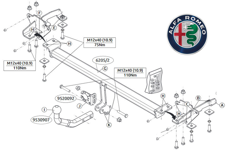 Alfa Giulia Towbar Diagram