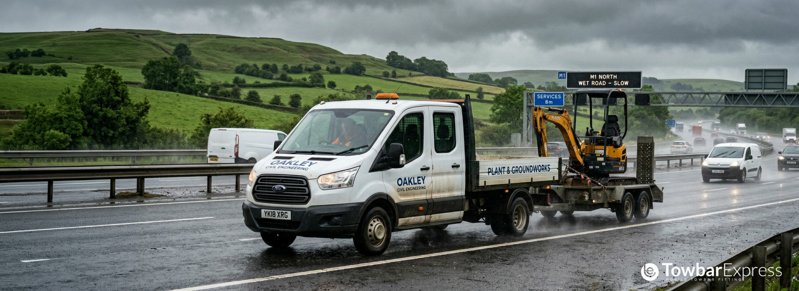 Ford Transit Tipper Towing a Plant Trailer